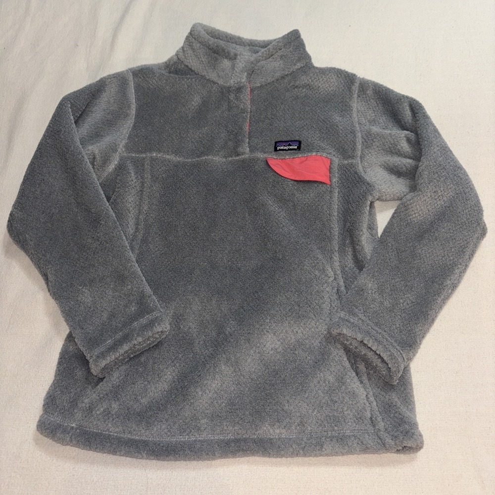 Patagonia Re-Tool Snap-T Pullover Girls 12 Large Grey Polartec Hiking Fleece